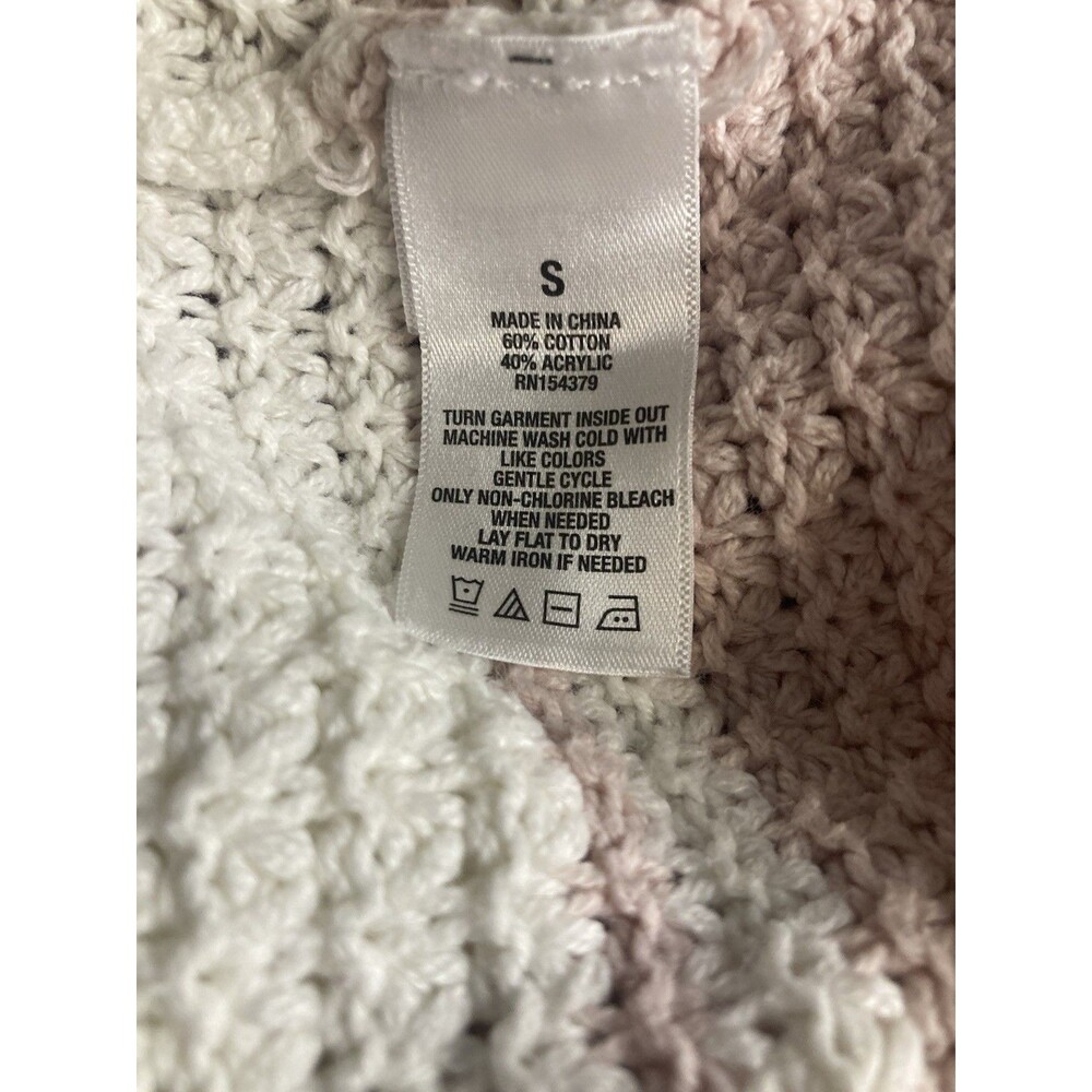 Aeropostale Oversized Sweater Coquette S Pullover Cream Purple Waffle Knit Comfy - Picture 9 of 9